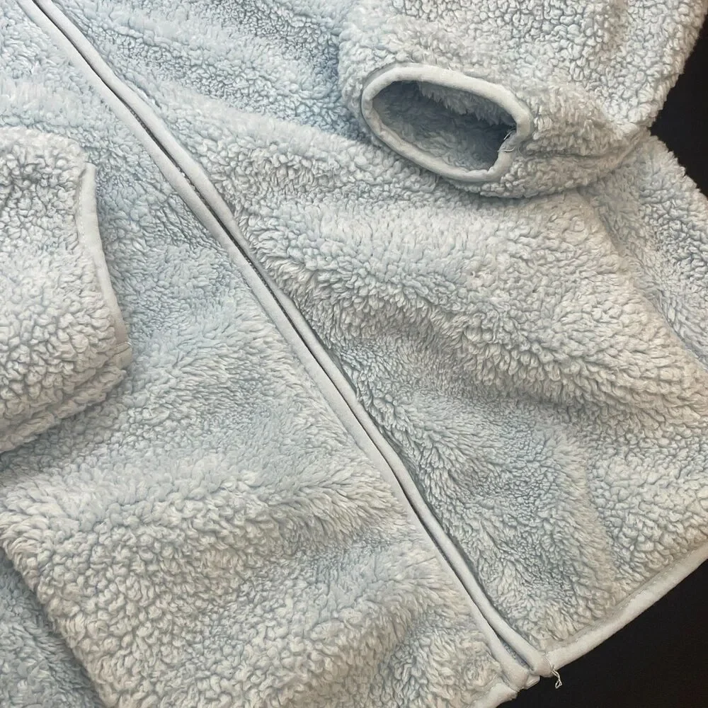 ~ Eddie Bauer KIDS Lg 14 Jacket Teddy Fleece* Blue Powder Light Plush Warm Zip